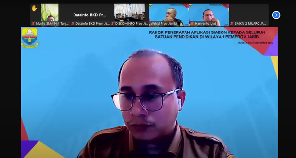 Rakor Penerapan SiAbon untuk Sekolah Disiarkan melalui Youtube Channel BKD Provinsi Jambi